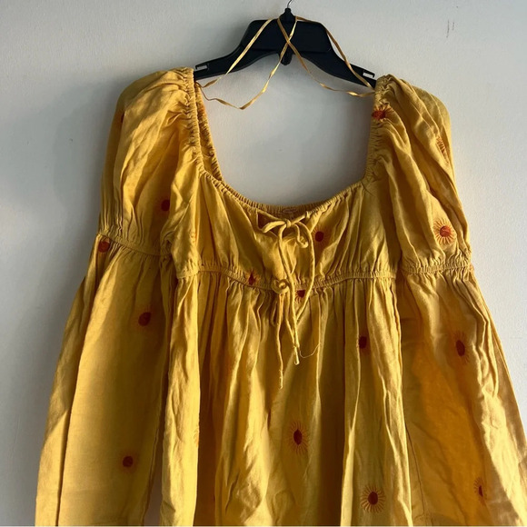 New! Free People Emory Embroidered Midi Dress Yellow nwot 22101 - Picture 5 of 10